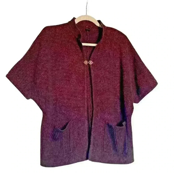 Coldwater Creek Sz M Cardigan Sparkle Heart Button Cozy Holiday Party Fall - Picture 9 of 15